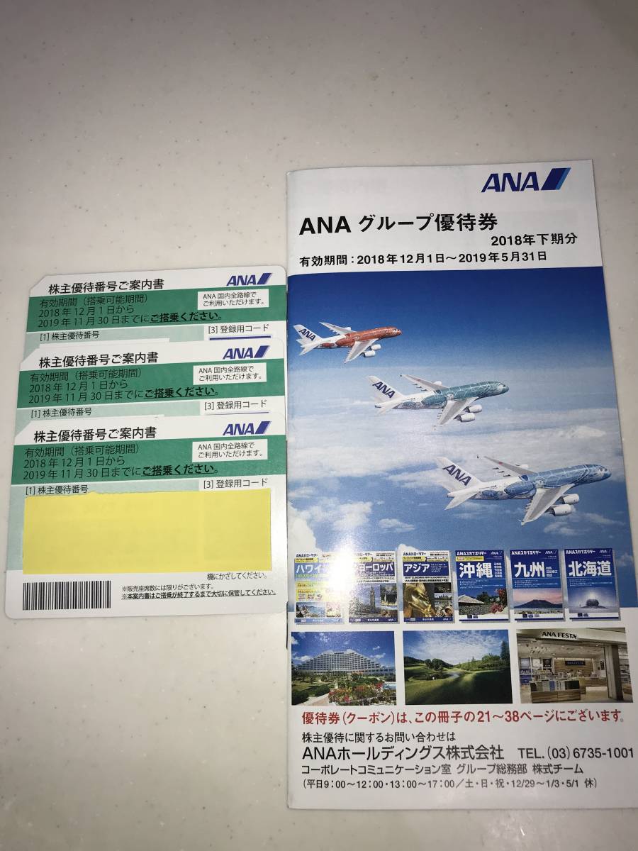 ANA株主優待券 ３枚セット グループ優待券 送料無料