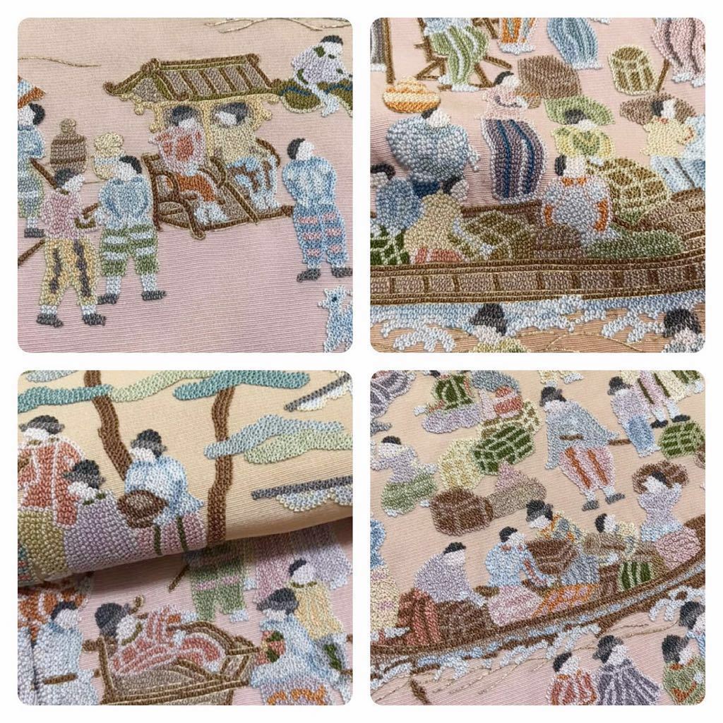 逸品 総相良刺繍 港人物文様の三つ紋色留袖 手刺し刺繍 ぼかし染 未使用品 縮緬 正絹 金糸 共八掛 立ち杏葉紋 相良刺繍 色留袖 -1501-Mサイズのレンタル|きもの365 特選相良刺繍黒留袖 ≪御仕立て上がり・中古美品≫ 「南蛮