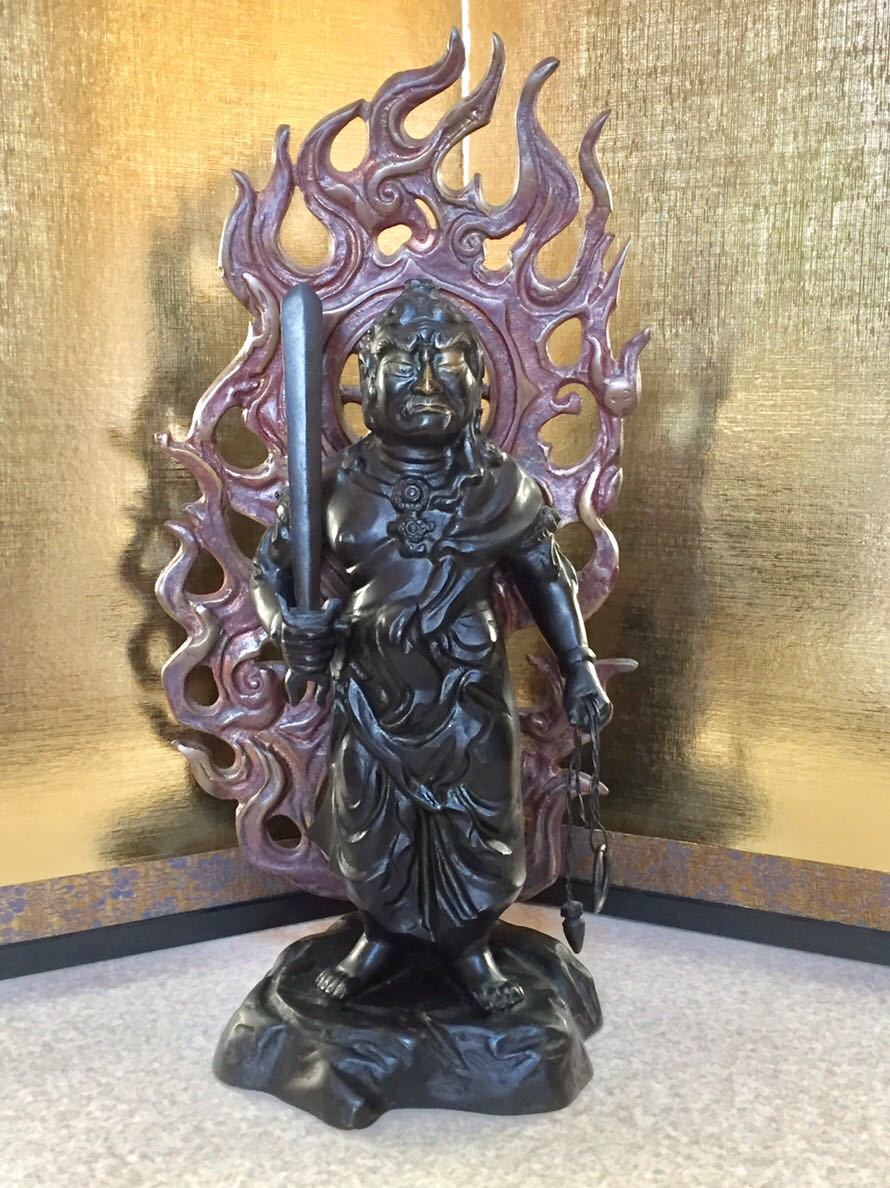 不動明王 不動明王像 ｜仏師銘版 30cm 蝋型⁄青銅（ブロンズ）製 仏師