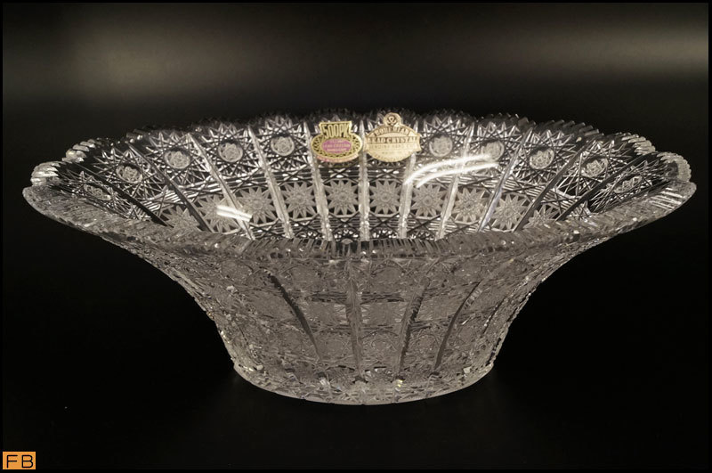 BOHEMIA CRYSTAL ガラス皿 コンポート皿 545-未使用◇ボヘミアグガラス コンポート クリスタル 切子 チェコ製