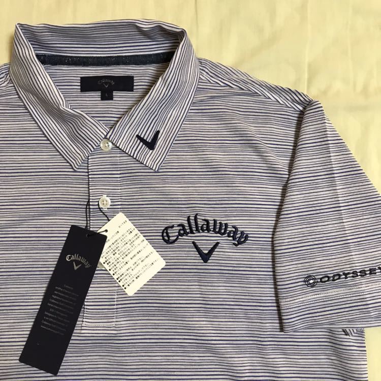 Callaway ODYSSEY キャロウェイ オデッセイ ポロシャツ パープル ボーダー柄 L TSI 新品・タグ付き