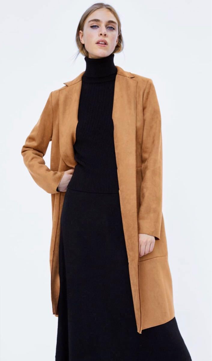 ZARA スエード風コート キャメル Mサイズ(9～11号) 2018AW ザラ 