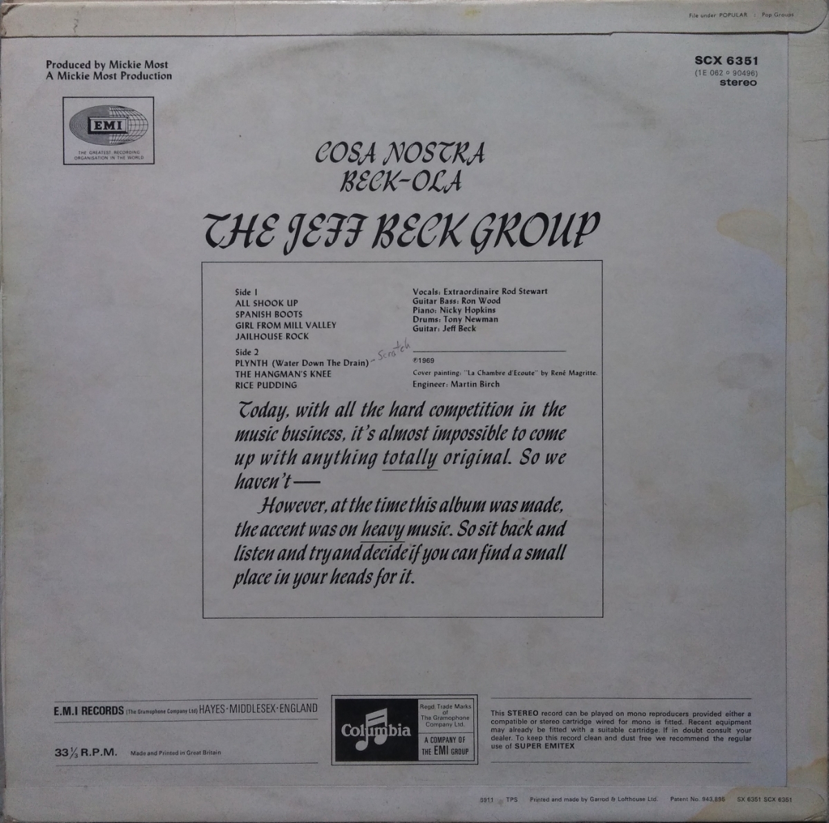 BECK-OLA(UK盤 1stプレス 1EMI ステレオ盤 良品)
