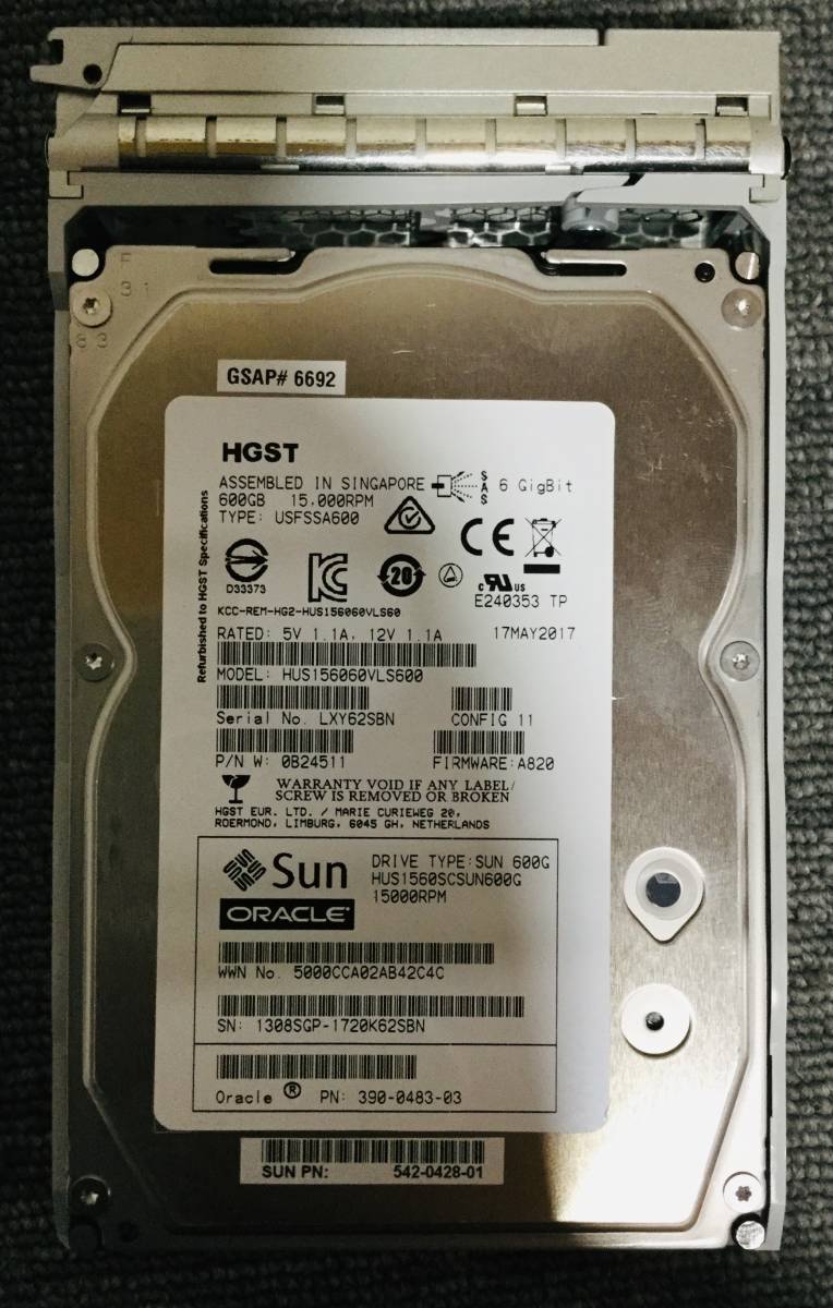 N28-L-65-③ HGST 15K SAS 600GB 3.5インチ HDD 3点セット 【現状お