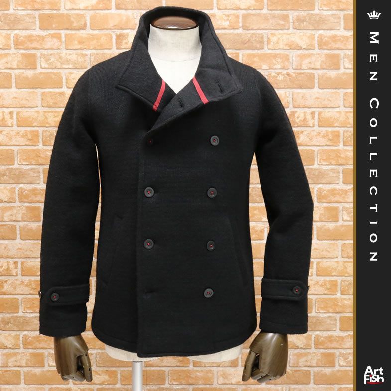 1円 秋冬 angeebros/46(M)サイズ/ニットジャケット 起毛&ニットDESIGN ダブル アンジーブロス 新品 /黒/ブラック/o755*