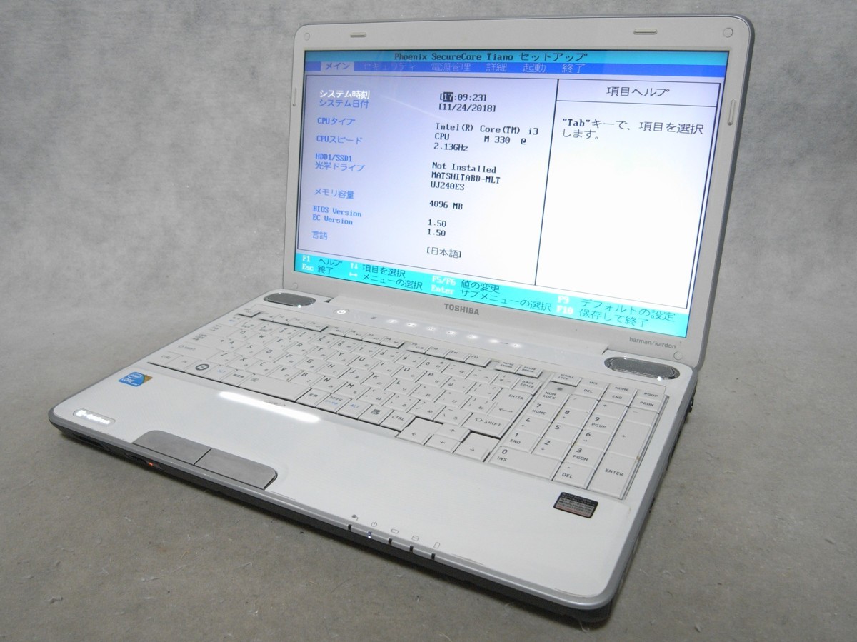 B7721 東芝 dynabook TX/66LWH PATX66LRTWH Core i3 330M 4GB ジャンク