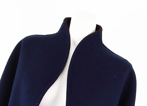 ◇【HERMES エルメス】リバーシブルコート ネイビー/ブラウン 36