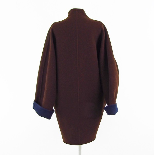 ◇【HERMES エルメス】リバーシブルコート ネイビー/ブラウン 36