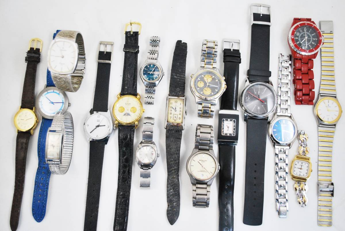 腕時計】 まとめて17本 OMEGA RADO SEIKO ELGIN Calvin Klein renoma 