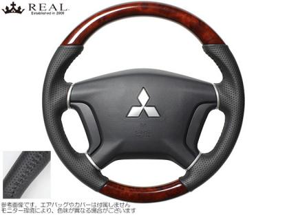 REAL ステアリング ブラウンウッド パジェロ V83W/V93W/V87W/V97W/V98W