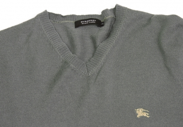 【SALE】バーバリー ブラックレーベルBURBERRY BLACK LABEL ウール脇下切替ニットセーター グレーM