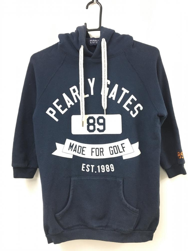 PEARLY パーリーゲイツ ジップパーカー GATES - ネイビー×白 超美品