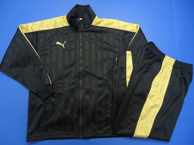 4300■美品PUMAプーマジャージ上下セットアップ黒金SM