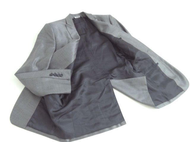 極美品●黒タグ ドルチェ＆ガッバーナ DOLCE & GABBANA MARTINI シルク混 ナローラペル シングルスーツ グレー 伊製 44 正規品 ハンガー付