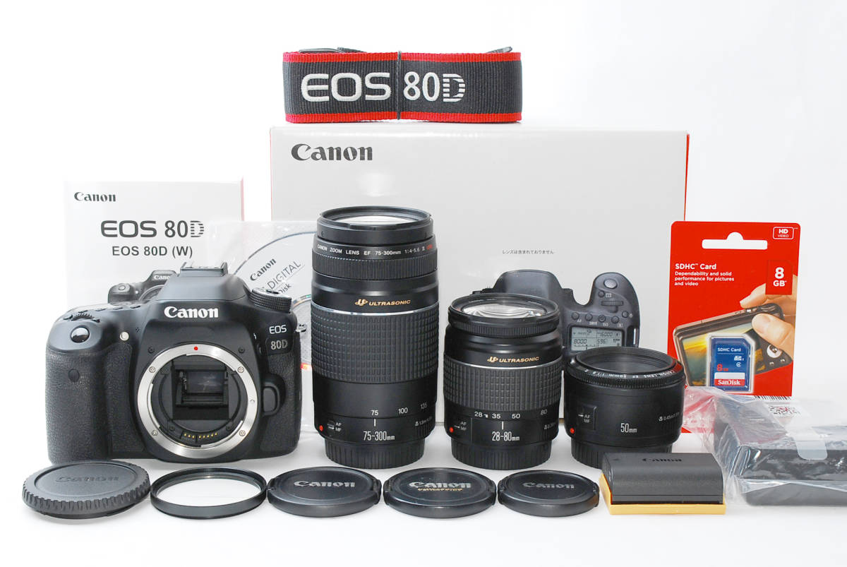 T0001☆新品級☆ Canon キャノン EOS 80D 標準&望遠&単焦点 純正 T0001☆新品級☆ Canon キャノン EOS 80D 標準&望遠&単焦点 純正