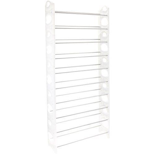 大好評 省スペースシューズラック 10段 ホワイト カバーなし －_1