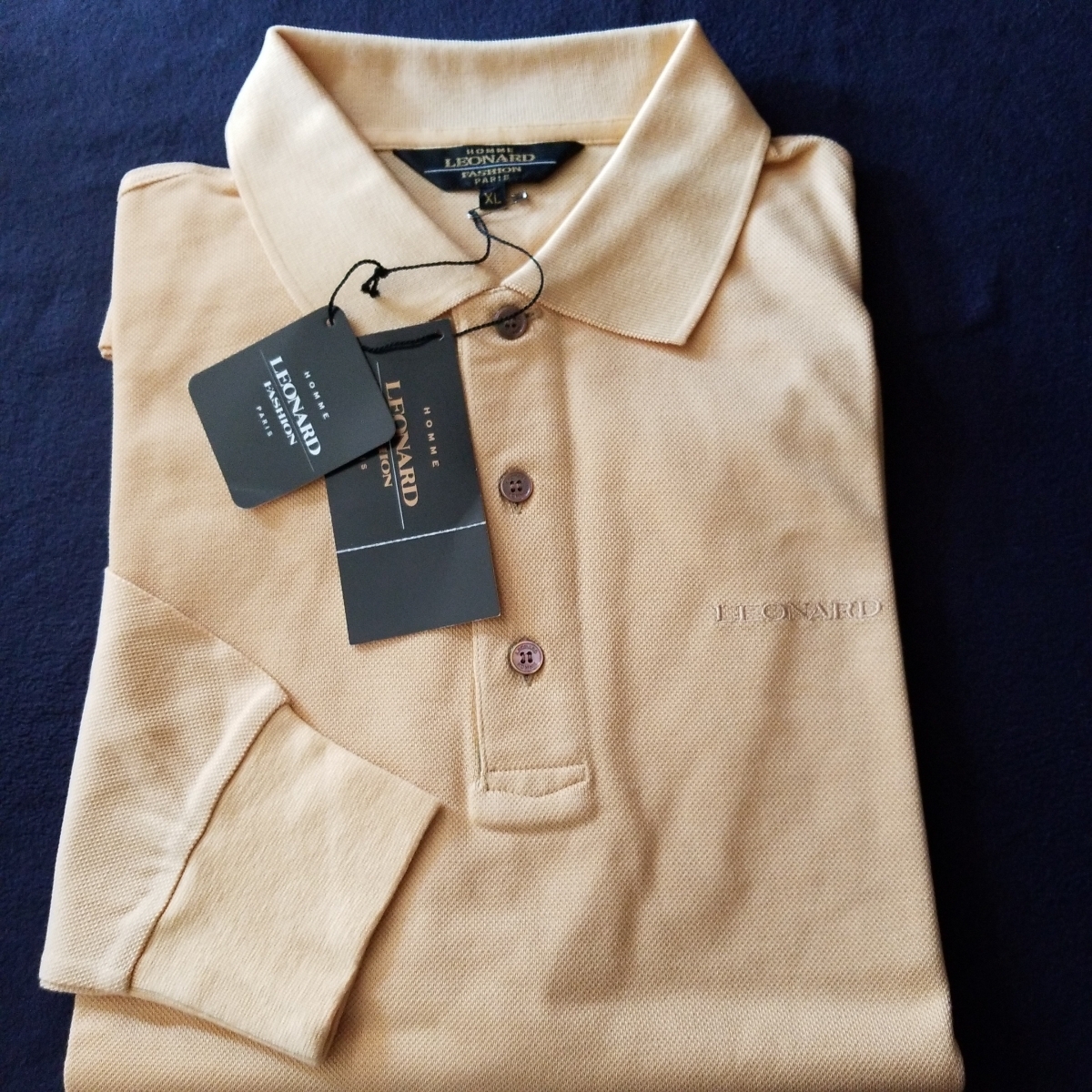 大得価，新品 訳ありLEONARD FASHION PARISメンズ長袖ポロシャツ/オレンジ/XL定価17000円後ろ襟部分に小さなシミあります(XLサイズ以上)｜売買されたオークション情報、yahooの商品情報をアーカイブ公開 - オーク XLサイズ以上