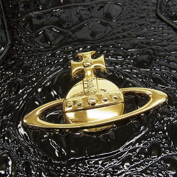 美品 VivienneWestwood 2WAY クロコ型押しショルダーバッグ ヴィヴィアンウエストウッド Vivienne Westwood ブラック ブルー