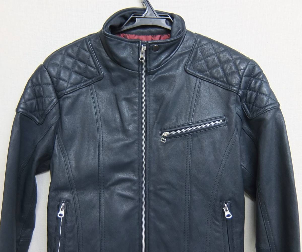 RUPERTEDGE シングルライダースージャケット L 山羊革 青 EDGE RUPERT