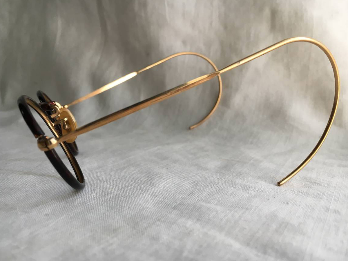 1920s-1930s FRAME FRANCE ALL-COVERED BLACK CELLULOID GOLD-FILEED 