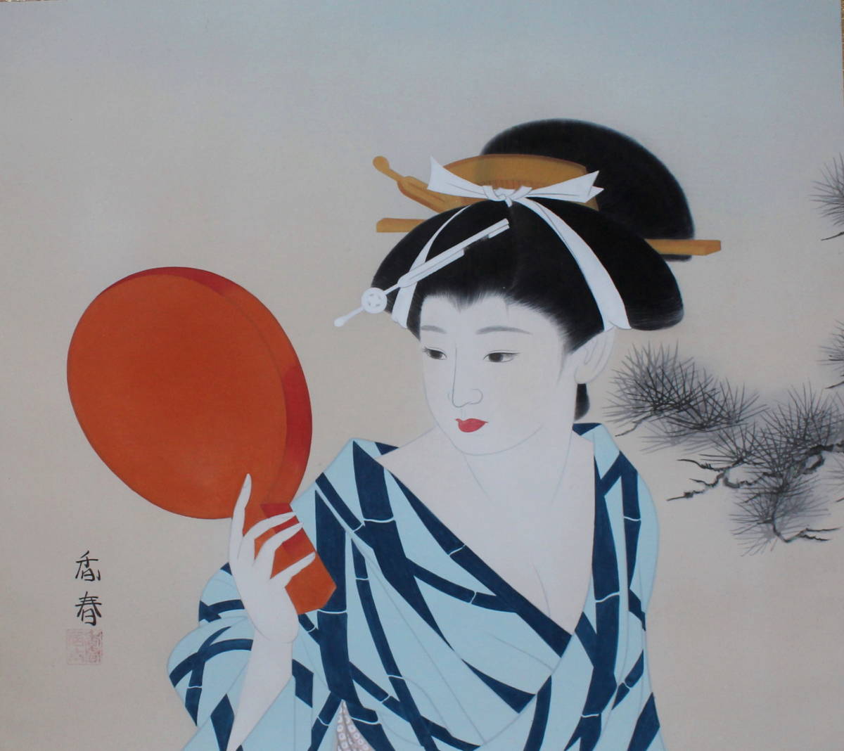 掛軸 美人画 絹本 合わせ箱 真作 日本画 2026年最新Yahoo! 森香春 -