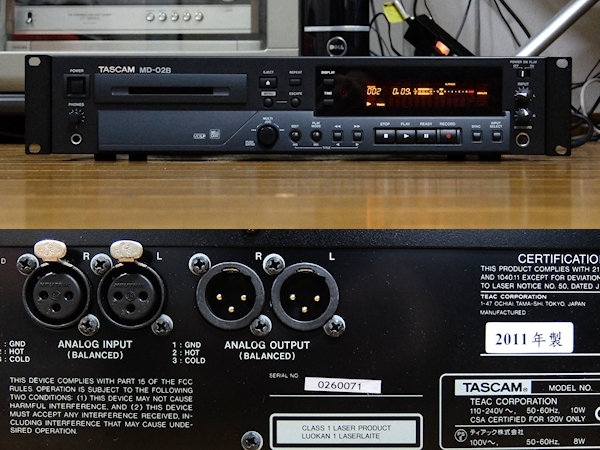 ☆極上品 TASCAM MD-02B バランス入出力装備 2011年製 MDLP・グループ