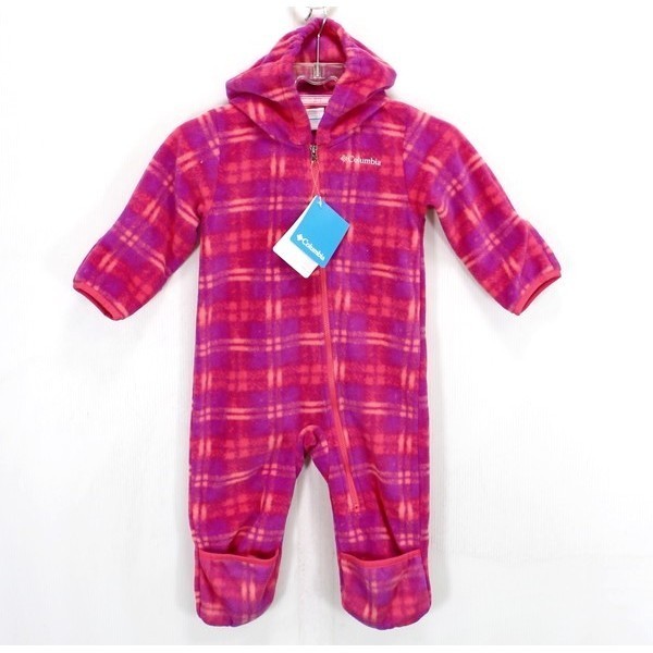 C110 Columbia コロンビア フリース ベビー ロンパース 子供 80 パーカー おくるみ 紫 ピンク オールインワン ジャンプ