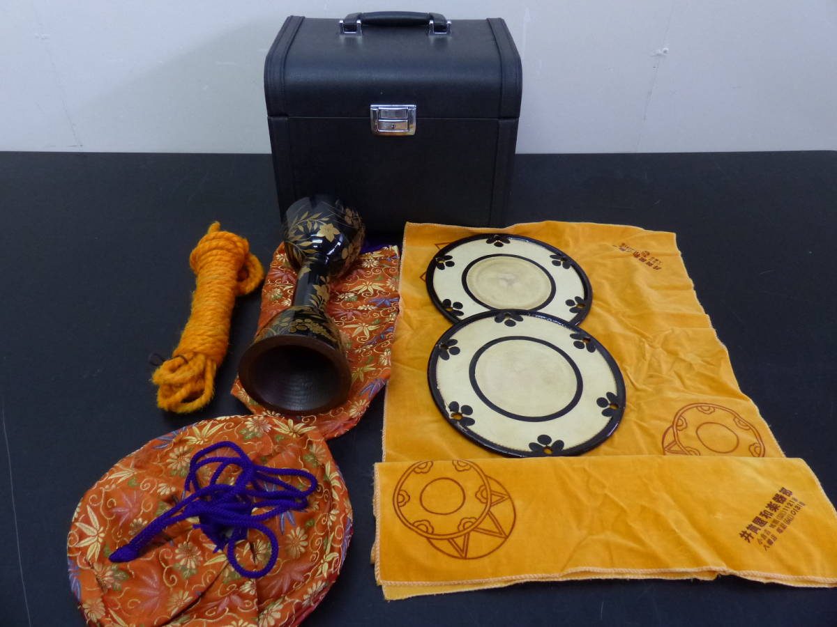 1000円～ 和楽器 鼓 堤太鼓 金蒔絵黒漆塗り 小鼓 楽器 つつみ 和