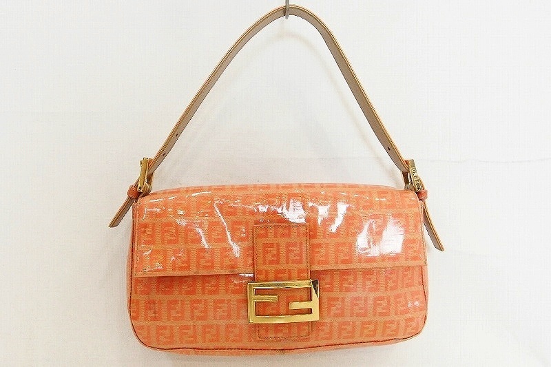 フェンディ FENDI レザー ズッカ柄 バッグ オレンジ系 ok3806151267