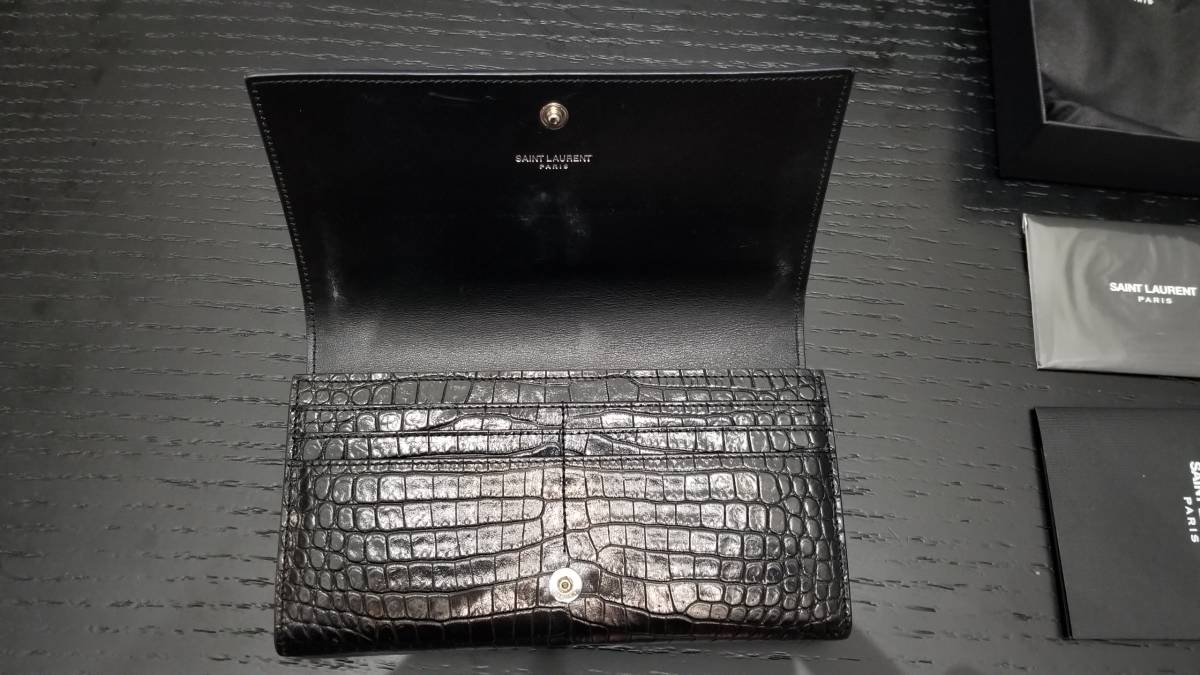 サンローラン クロコ クロコ型押し 長財布 LAURENT 中古・古着通販Yves