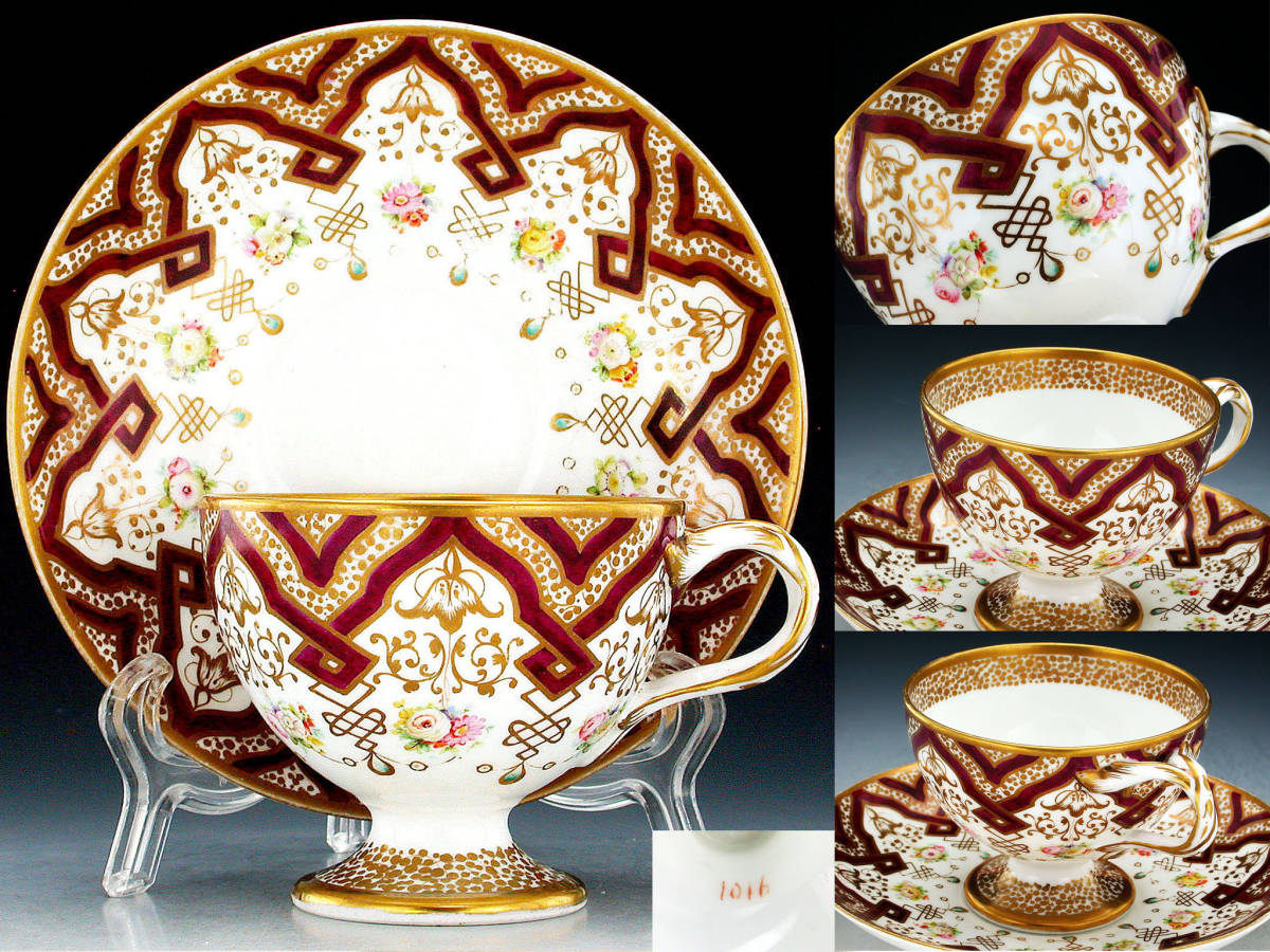 品質保証，最新作 アンティーク コールポート 金彩朱帯手彩色花図紋 ペディスタル キャビネットカップ(マイセン)｜売買されたオークション情報、yahooの商品情報をアーカイブ公開 - オークファン マイセン