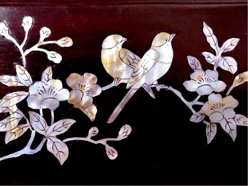 《中国＊宝石箱》レトロ★アンティーク「螺鈿細工＊宝石箱」(梅花&鳥)＊真鍮製「錠前付き」＊［専用箱入り］小型(超美品)★レア商品