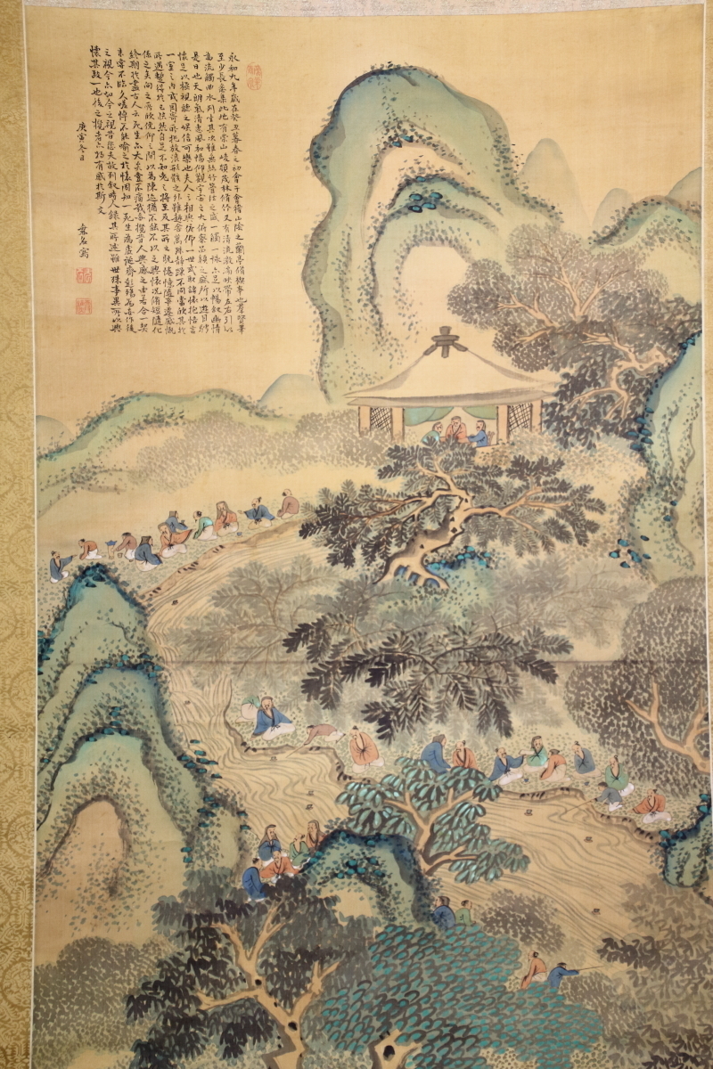 骨董水妖｜池大雅筆 池大雅 蘭亭曲水図 福田半香 蘭亭曲水図｜古美術 