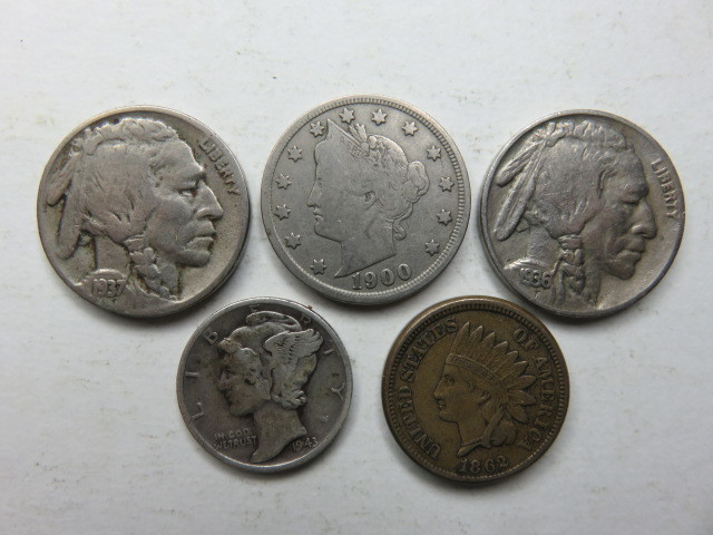 少し古めのアメリカコイン　リバティヘッド・インディアンヘッド・ブッファロー　5枚まとめて_3