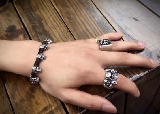 待望シリーズ 超かっこいい 手作りの編まれた革のロープs925純銀製の人格の頭蓋骨のブレスレット メンズ ブレスレット Mi016 シルバー 売買されたオークション情報 Yahooの商品情報をアーカイブ公開 オークファン Aucfan Com