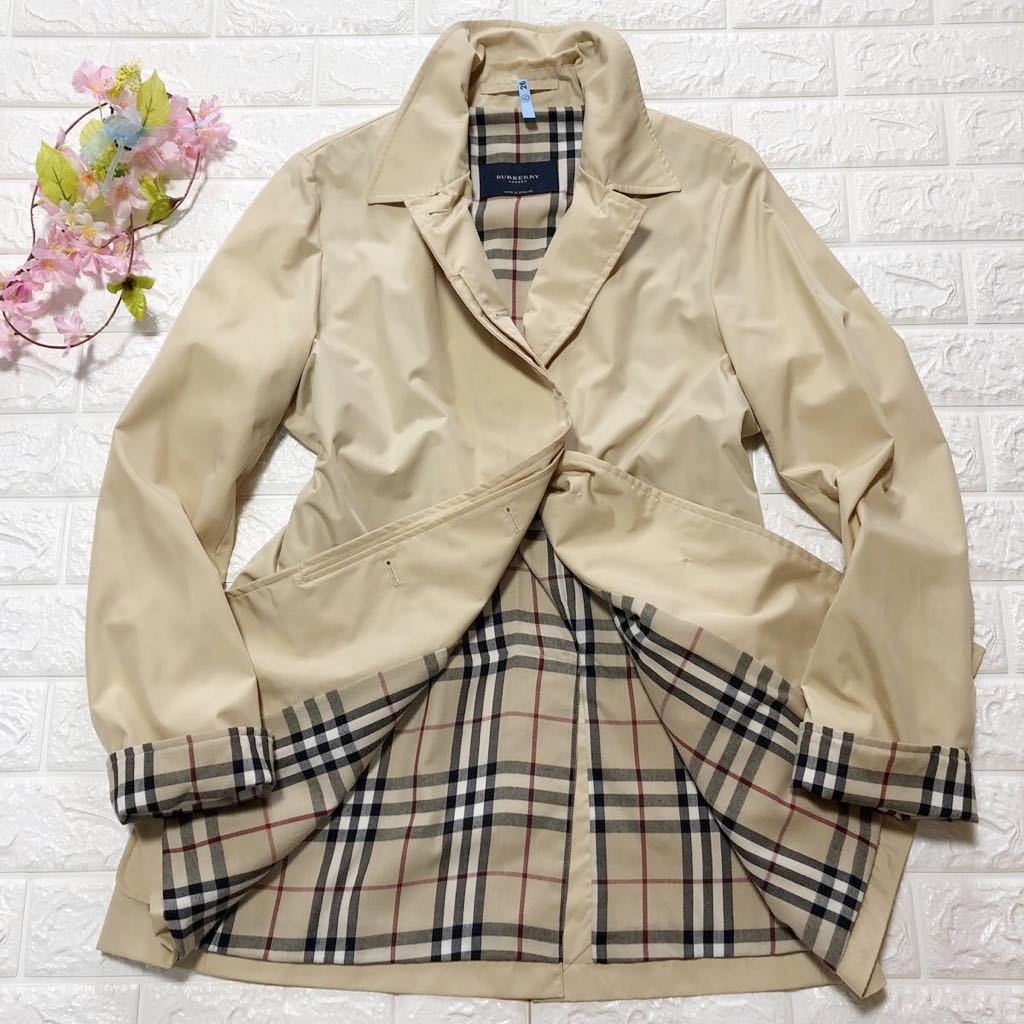 お得，最新作 クリーニング済 英国製/ノバチェック バーバリー ロンドン BURBERRY ステンカラー コート ハーフ丈 比翼 ベージュ XL レディース(XLサイズ以上)｜売買されたオークション情報、yahooの商品情報を XLサイズ以上