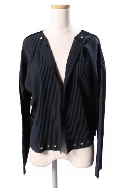 ミーイッセイミヤケ me ISSEY MIYAKE 17AW カーディガン プリーツ ドルマン 紺 ネイビー /☆t0415 レディース