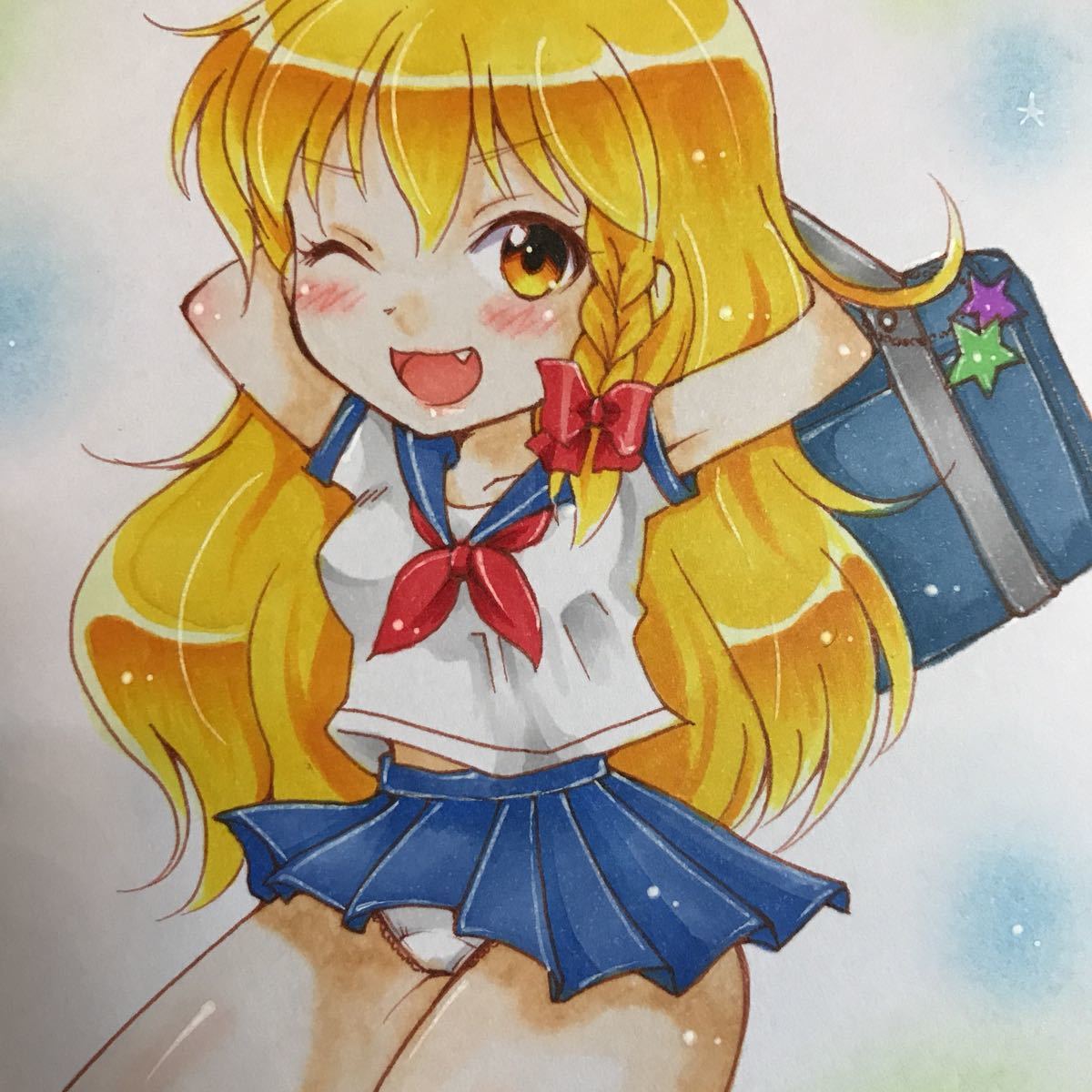 東方学生服 霧雨魔理沙 同人手描きイラスト色紙 東方project 手描きイラスト 売買されたオークション情報 Yahooの商品情報をアーカイブ公開 オークファン Aucfan Com