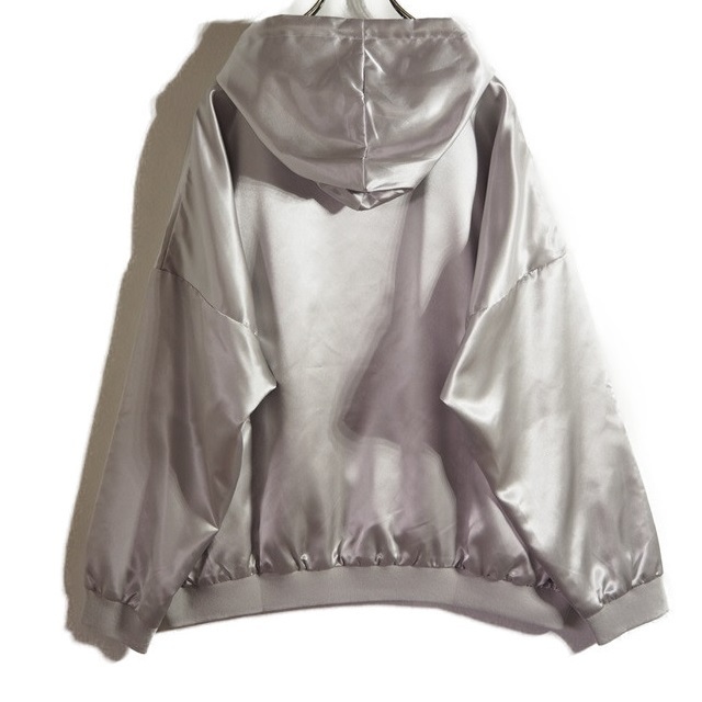 W1729P　▼HUMAN MADE ヒューマンメイド▼　新品 SATIN HOODIE ポリエステルサテン プルオーバー BIG パーカー シルバー M 春秋 rb