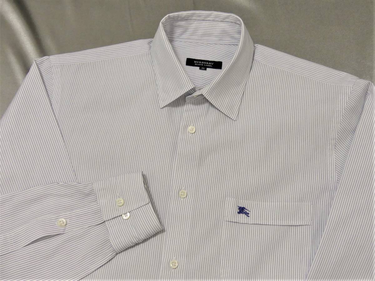 ■バーバリー■ブラックレーベル■長袖■ピンストライプ■シャツ■39■L131■