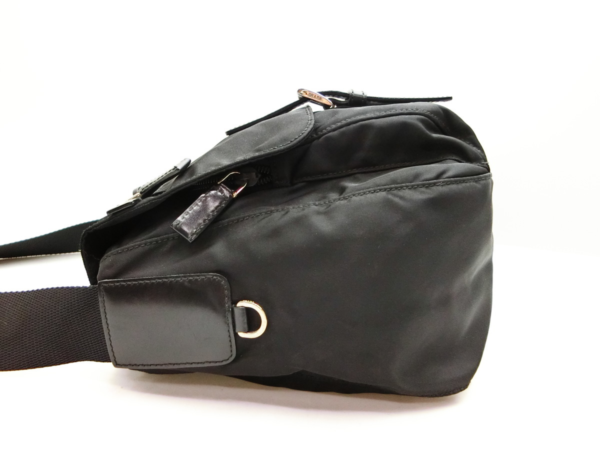◇N16747 PRADA プラダ ナイロン メッセンジャー ショルダー バッグ 美 
