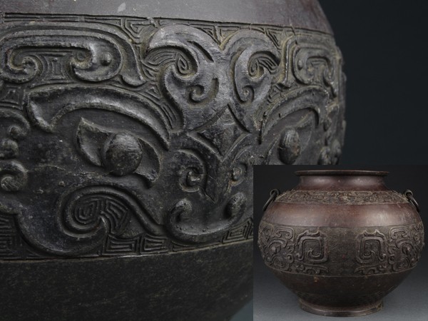 古銅 饕餮紋 双耳 円形 瓶掛(K-LC698) 2026年最新】Yahoo!オークション