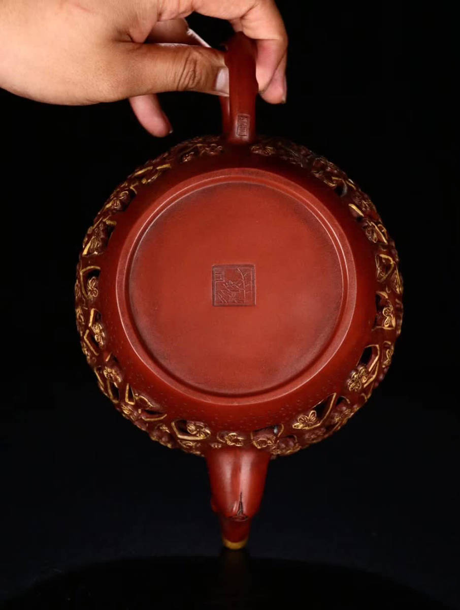 顧光明梅の花模様紫砂壷【サイズ】高さ18*15.5*25cm 重さ1265g【a】