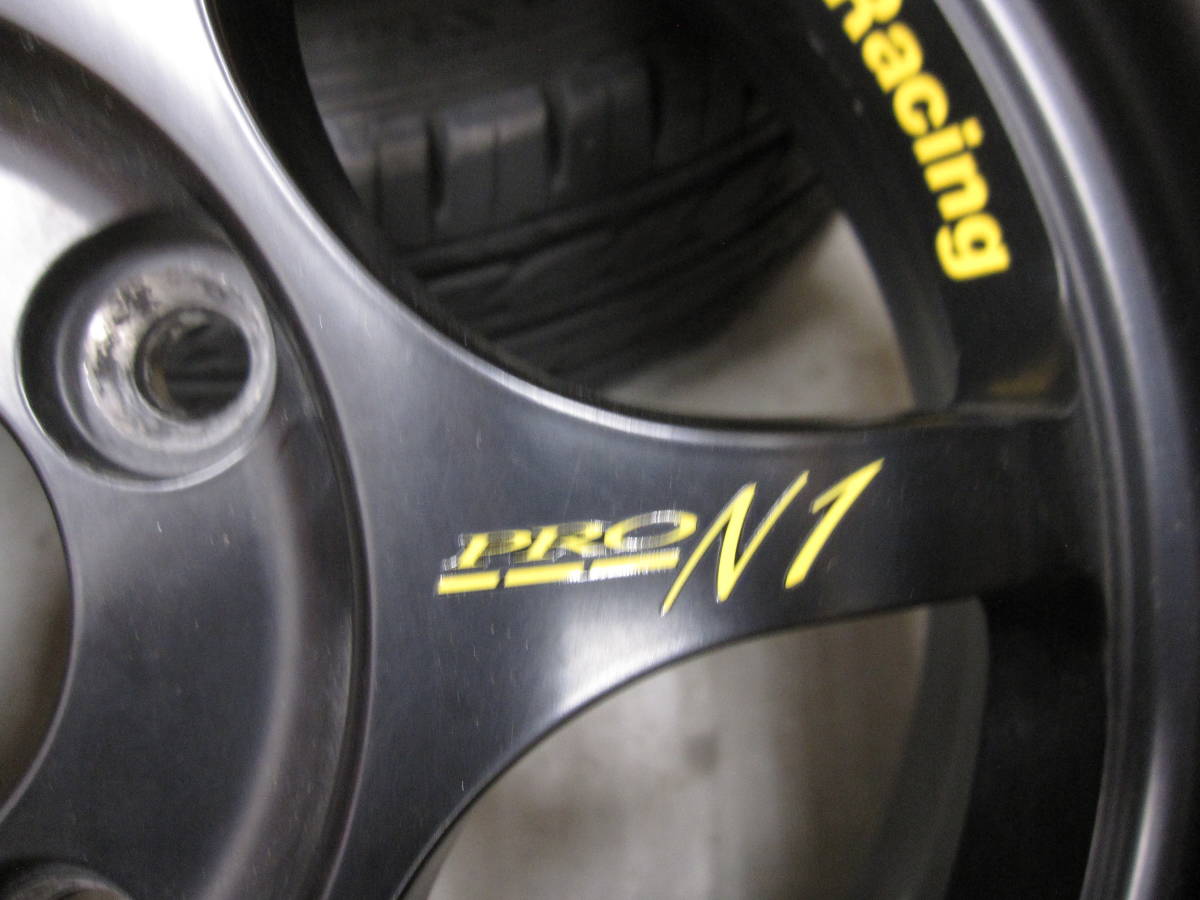 □ ブラックレーシング 14×5J OFF45 PCD100 タイヤ165/55-14 中古 