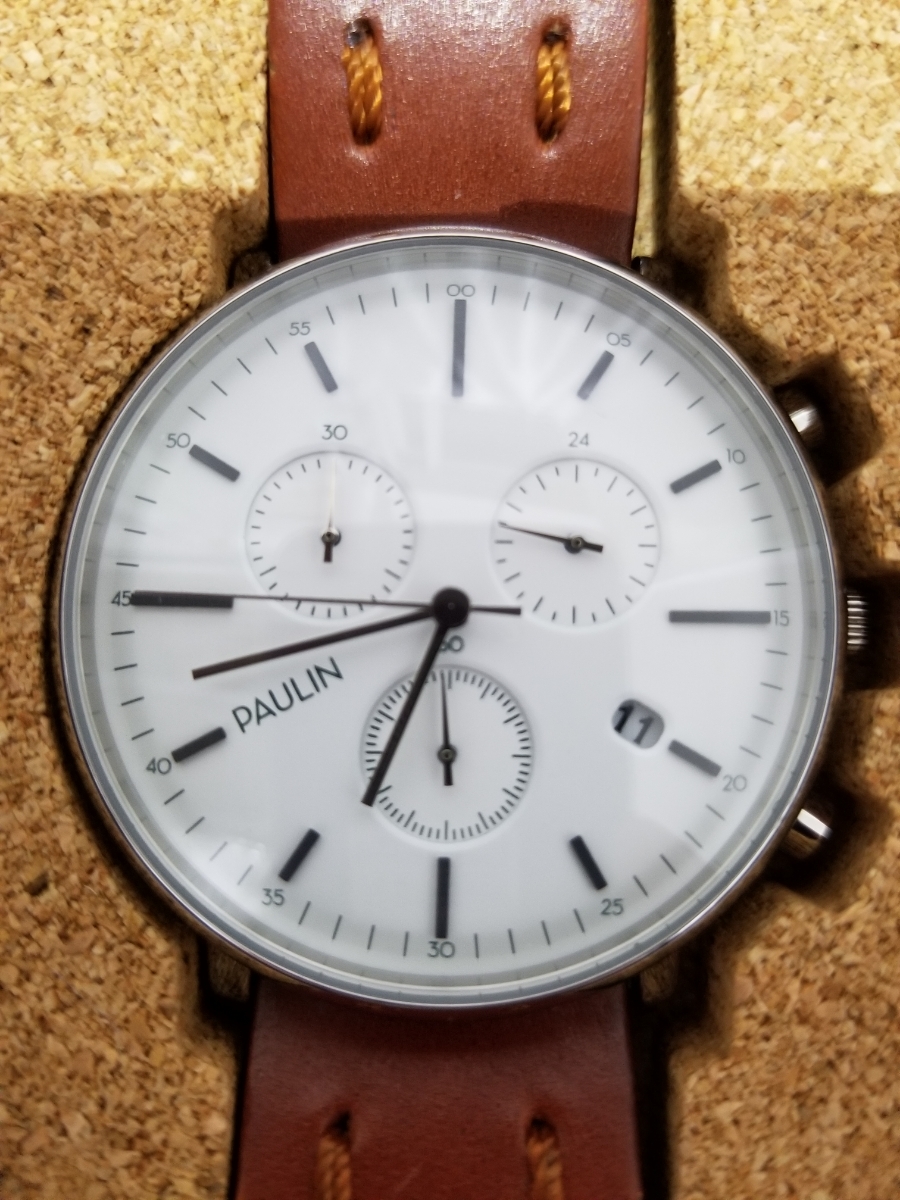 PAULIN　C201 ポーリン　クロノグラフ　リストウォッチ　腕時計　レザーバンド PAULIN&frasl;ポーリン リストウォッチ コミューター T100[メンズ