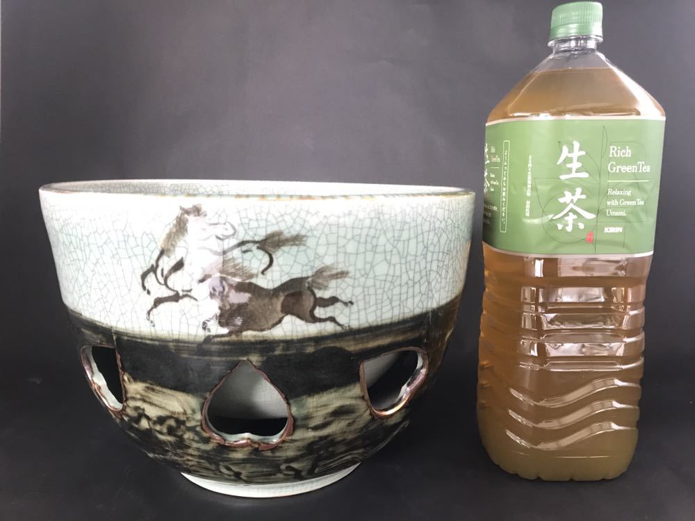 送料格安】♪相馬焼 特大 丸型 珍品 ワインクーラー 日本酒クーラーに