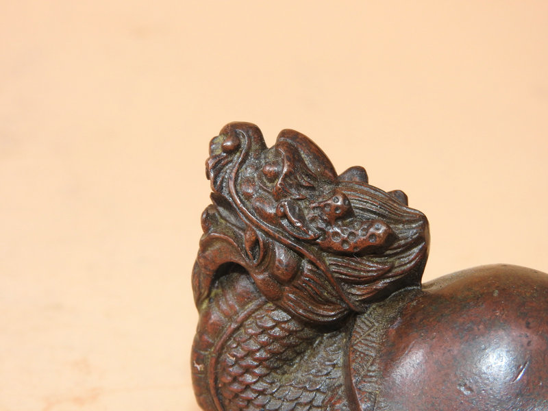 友人寄売 紫銅細工製 龍龜 造景 盆景 文鎮 茶寵縁起物