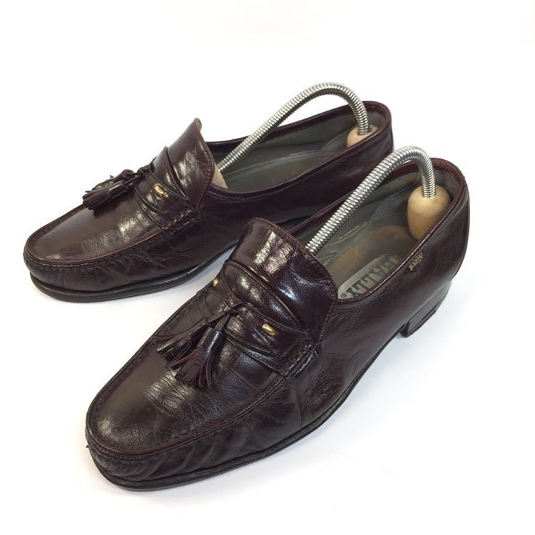 バリー】本物 BALLY 靴 24.5cm 茶 タッセルローファー スリッポン
