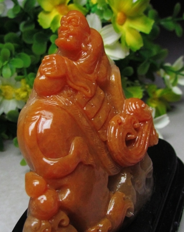 藏出 古董品 昌化鶏血石 細密彫 羅漢の象 置物 擺件 古賞物 【公式通販】