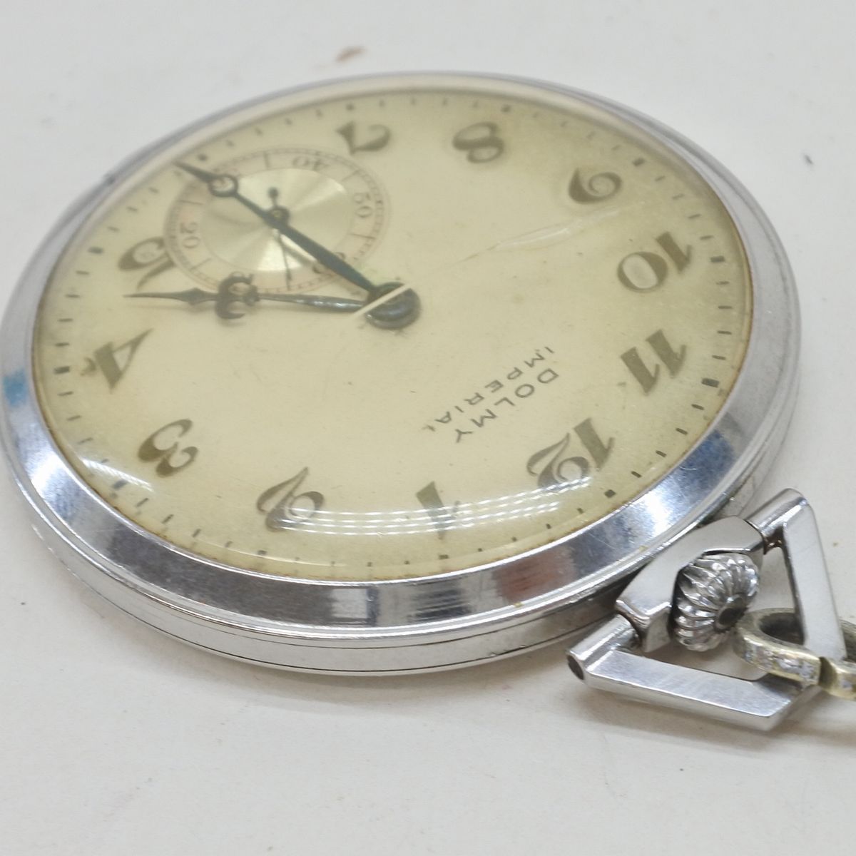 飾り DOLMY IMPERIAL☆懐中時計 銀色 手巻き☆中古 チェーンつき 保証なし